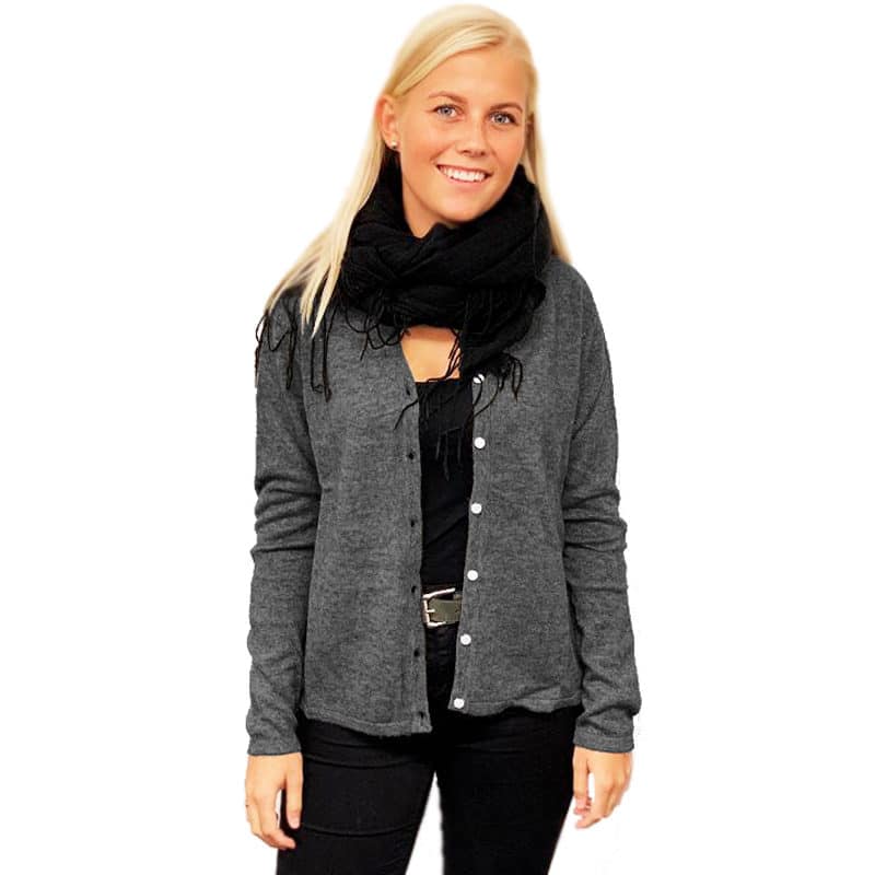 Strickjacke aus Pashmina-Wolle - dunkelgrau (100% Kaschmir)