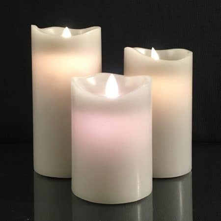 LED-Kerze mit beweglicher 3D-Flamme und Fernbedienung - Grau (3 Stück)