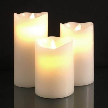 LED-Kerze mit beweglicher 3D-Flamme und Fernbedienung - Weiß (3Stück)
