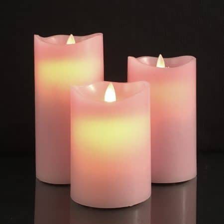 LED-Kerze mit beweglicher 3D-Flamme und Fernbedienung - Rosa (3Stück)