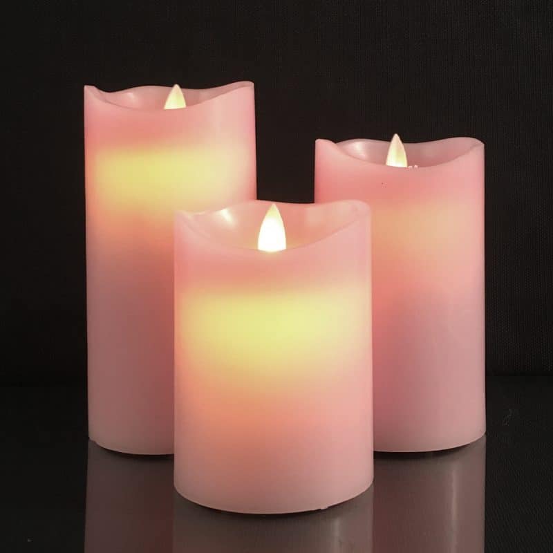 LED-Kerze mit beweglicher 3D-Flamme und Fernbedienung - Rosa (3Stück)