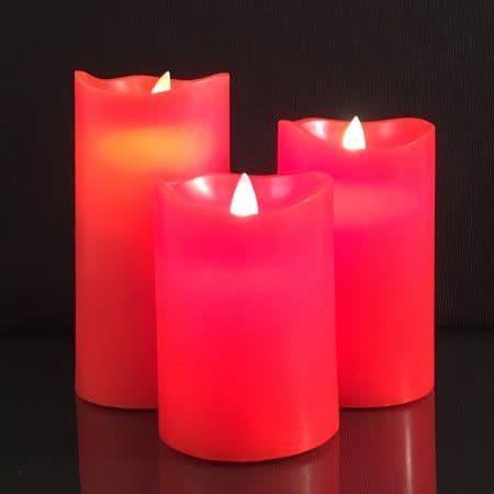 LED-Kerze mit beweglicher 3D-Flamme und Fernbedienung - Rot (3 Stück)