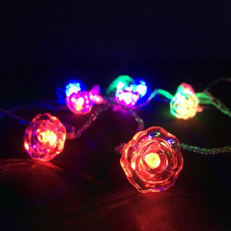 LED-Lichterkette mit Blumen Weiß 20 Stück - Mehrfarbig mit Blinken (3,5 Meter)