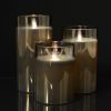 LED-Kerze aus Glas mit beweglicher Flamme und Fernbedienung - Grau - 3 Stück
