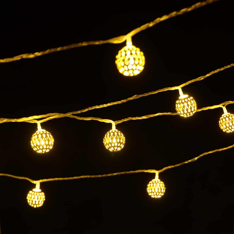 LED-Lichterkette mit 20 Kugeln - Gold (3 Meter)