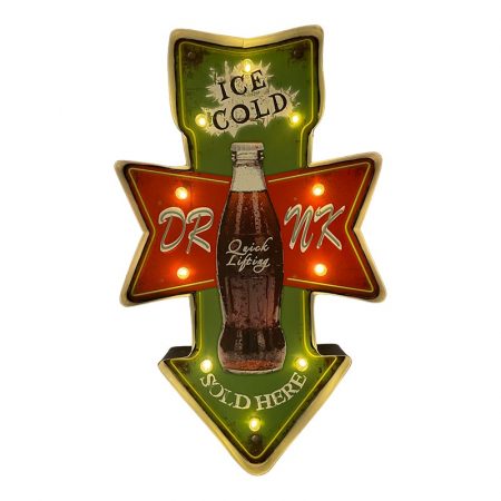Retro Schild COLA ICE COLD mit Licht