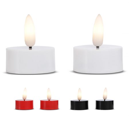 LED-Teelicht aus Kunststoff mit realistischer bewegender Flamme 3,8x2cm (2 Stk.)
