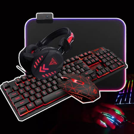Hochwertiges 4-in-1-Gamer-Set mit Tastatur / Maus / Headset / Mauspad
