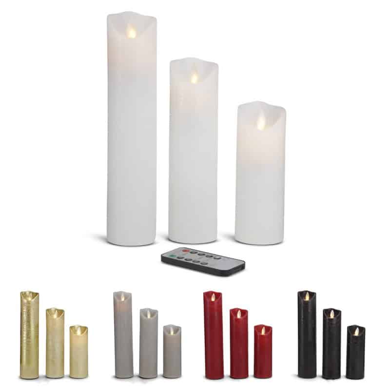 LED-Kerze mit realistisch bewegter Flamme und Fernbedienung 3 Stück
