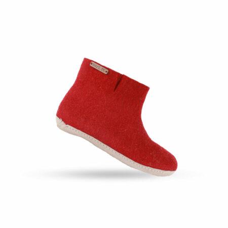 Wollstiefel (100% reine Wolle) - Modell Rot mit Sohle aus Leder