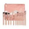 Schminkpinsel-Set - 15-teilig inkl. Tasche - Beige