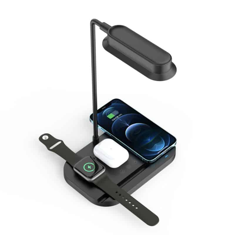 LED-Tischlampe mit Dimmer und kabellosem Ladegerät für Smartphones (4-in-1)