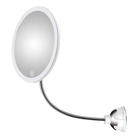 Schminkspiegel mit LED & Vergrößerung - mit Saugnapf und flexiblem Arm