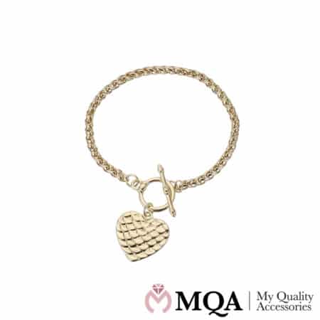 Armband, goldfarben, Anhänger mit Herz, Knebelverschluß