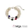 Armband, doppelt, goldfarben, bunte Perlen, verstellbar