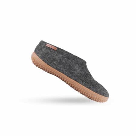 Wollpantoffeln (100% reine Wolle) - Modell Koks mit Gummisohle