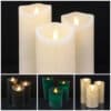 LED-Kerze - rustikal - 3 Stück - 10/12,5/15 cm - mit 3D-Flamme - (verschiedene Farben)