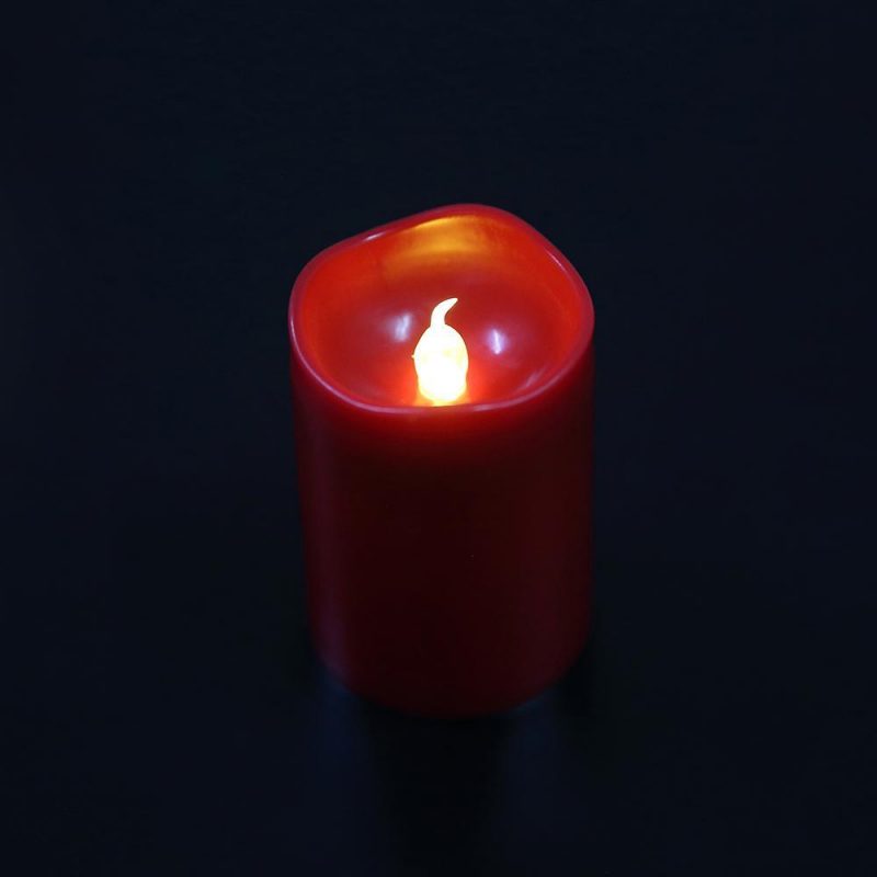 LED-Kerzen aus Kunststoff 6 Stk. in rot (5,0 x 7,4 cm.)
